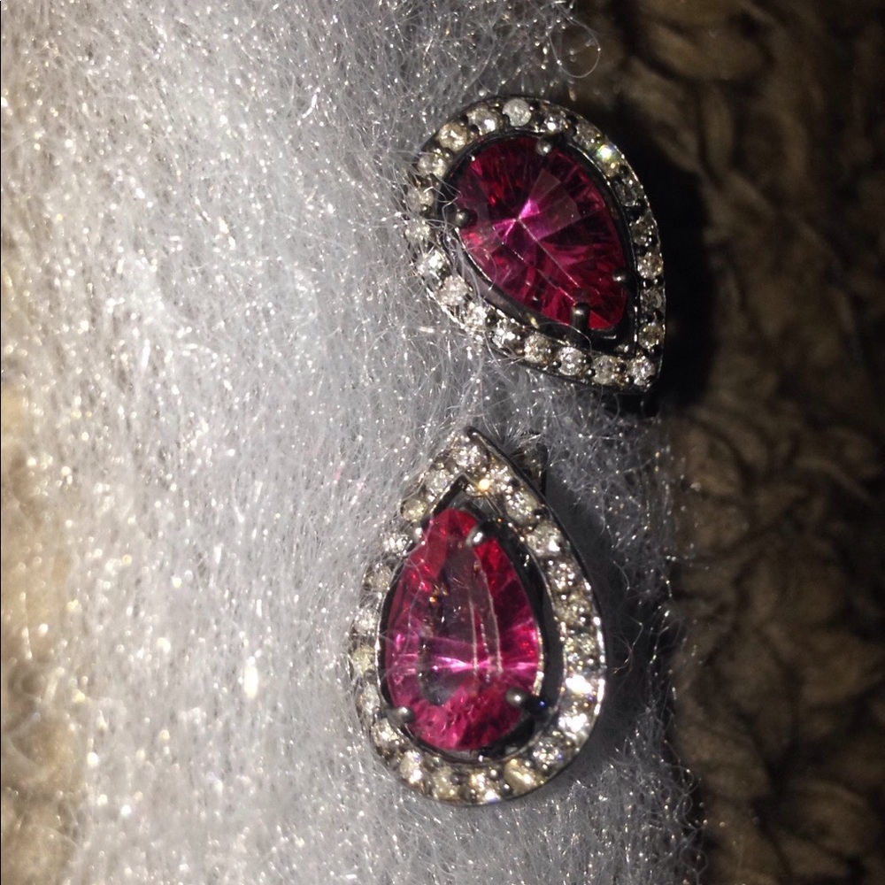 6.20 Ct natural white Topaz & Diamond Earrings